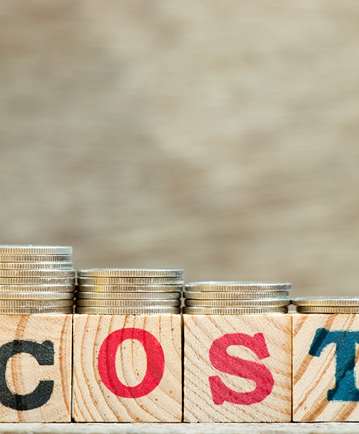 Cost written on wooden blocks