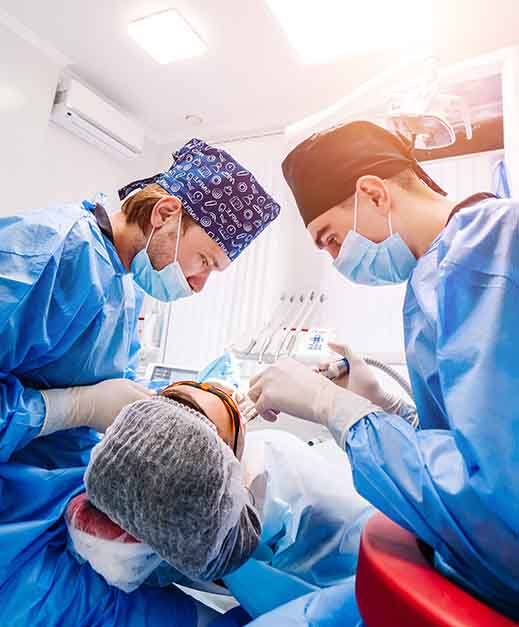 Patient undergoing tooth extraction